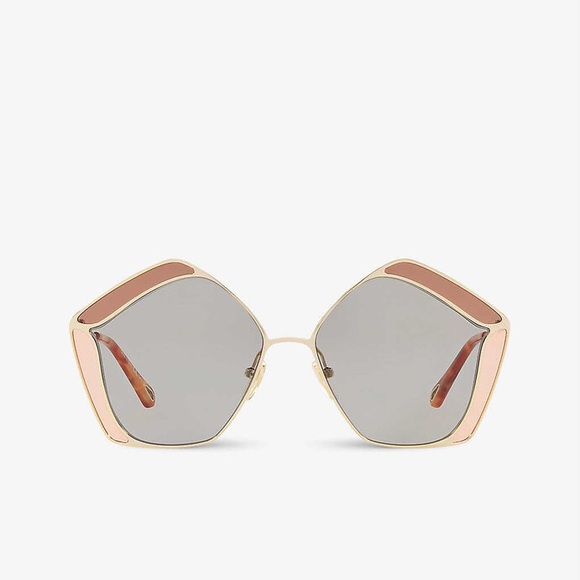 New - Chloé CH0026S Gemma metal and acetate pentagon-frame sunglasses - Picture 3 of 16